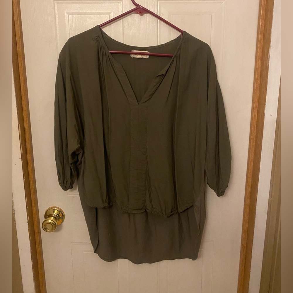 Anthropologie Porridge High Low 3/4 Sleeve Top